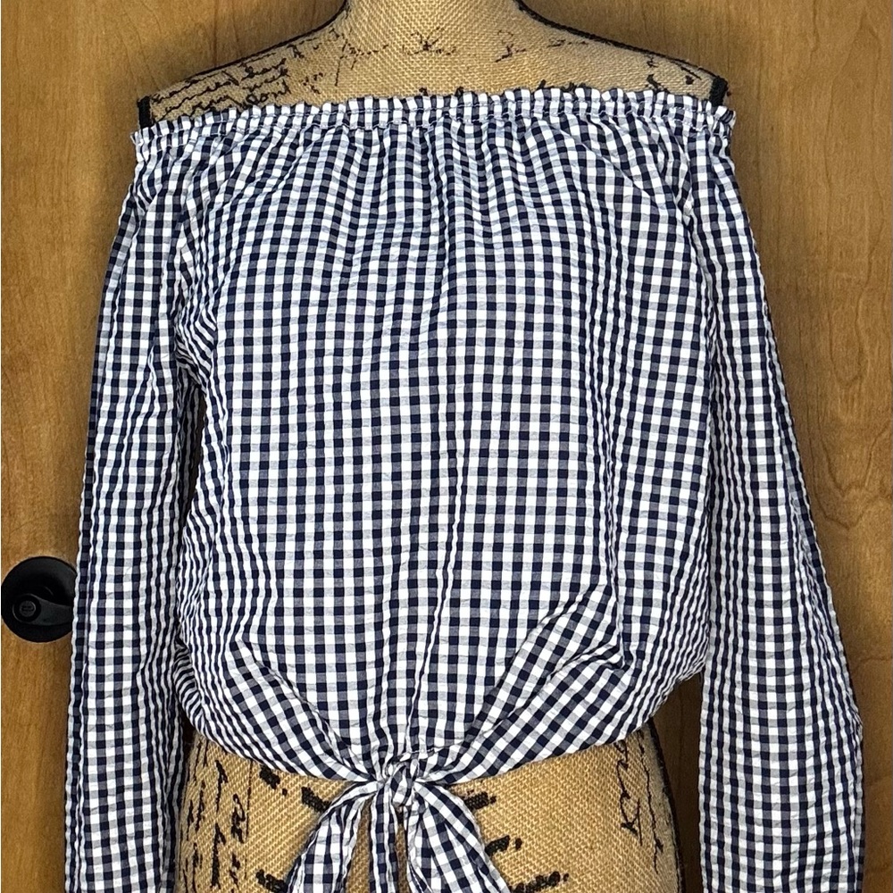 Gingham Off-Shoulder Top